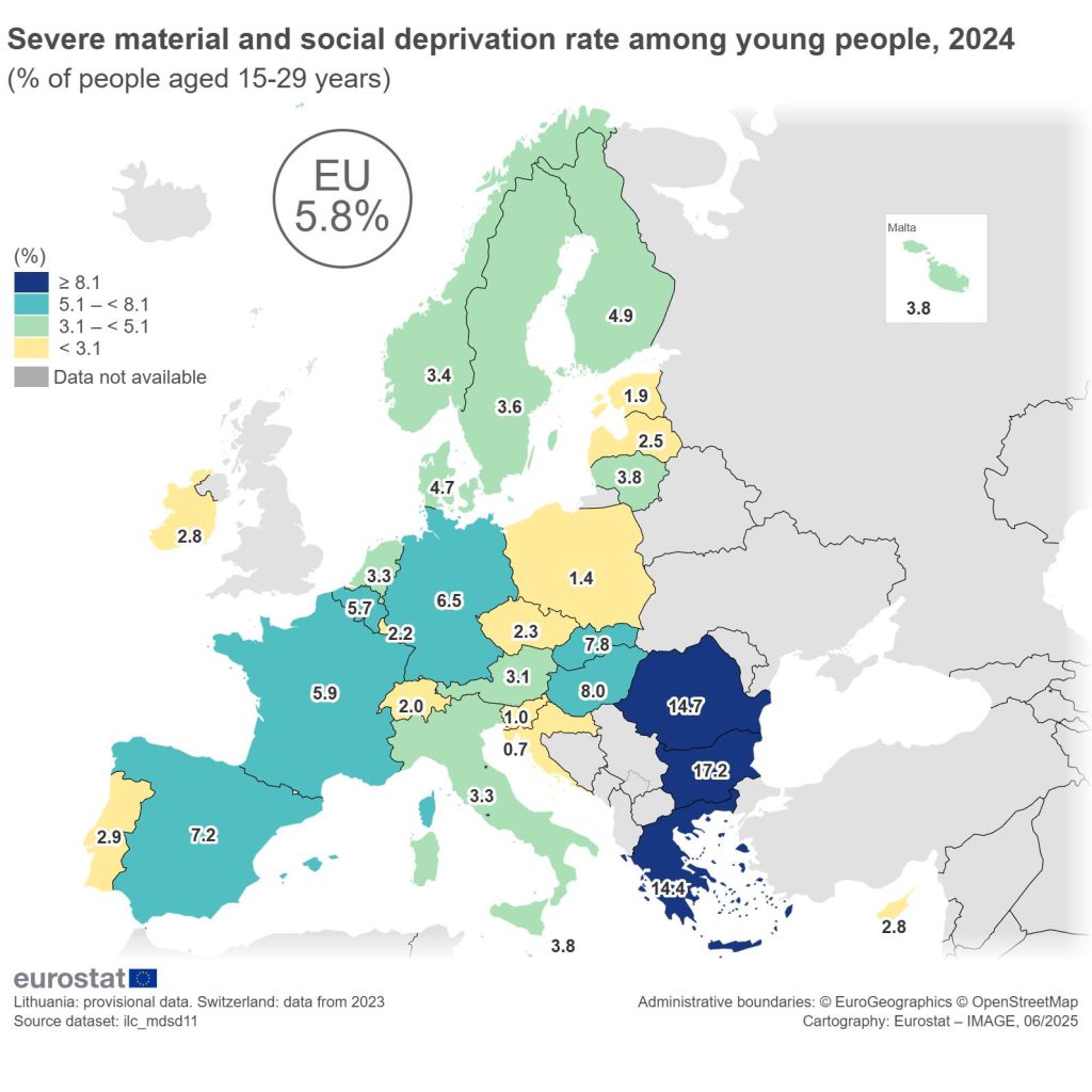 χάρτης Eurostat νέοι